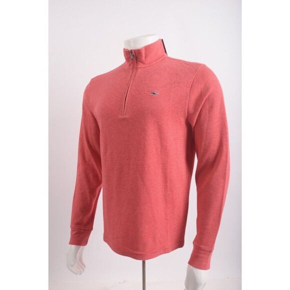 Vineyard Vines Mens Saltwater Quarter Zip Shirt Top Size S Red Stripe NWT - Picture 3 of 6